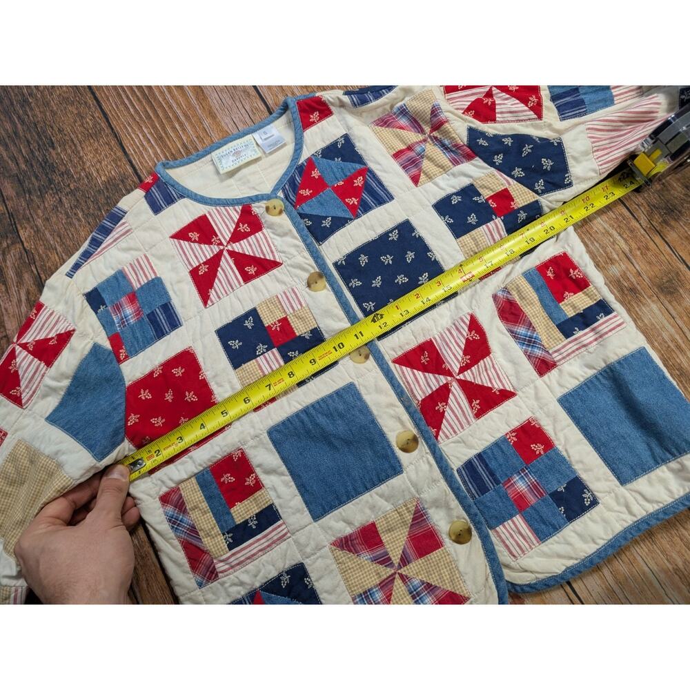 Vintage Susan Bristol Casuals Patchwork Quilt Patriotic Pattern Jacket Size S - Picture 11 of 12